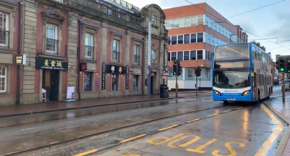 A bus in Sheffield City Centre