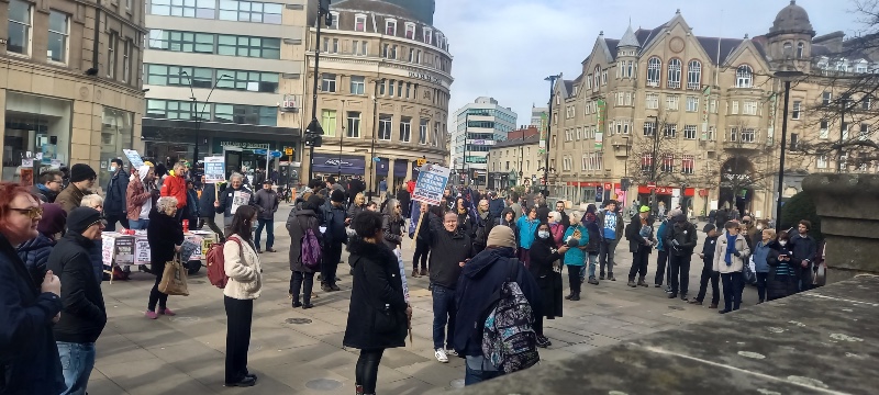 Protesters gather in Sheffield as part of nationwide movement to protect NHS