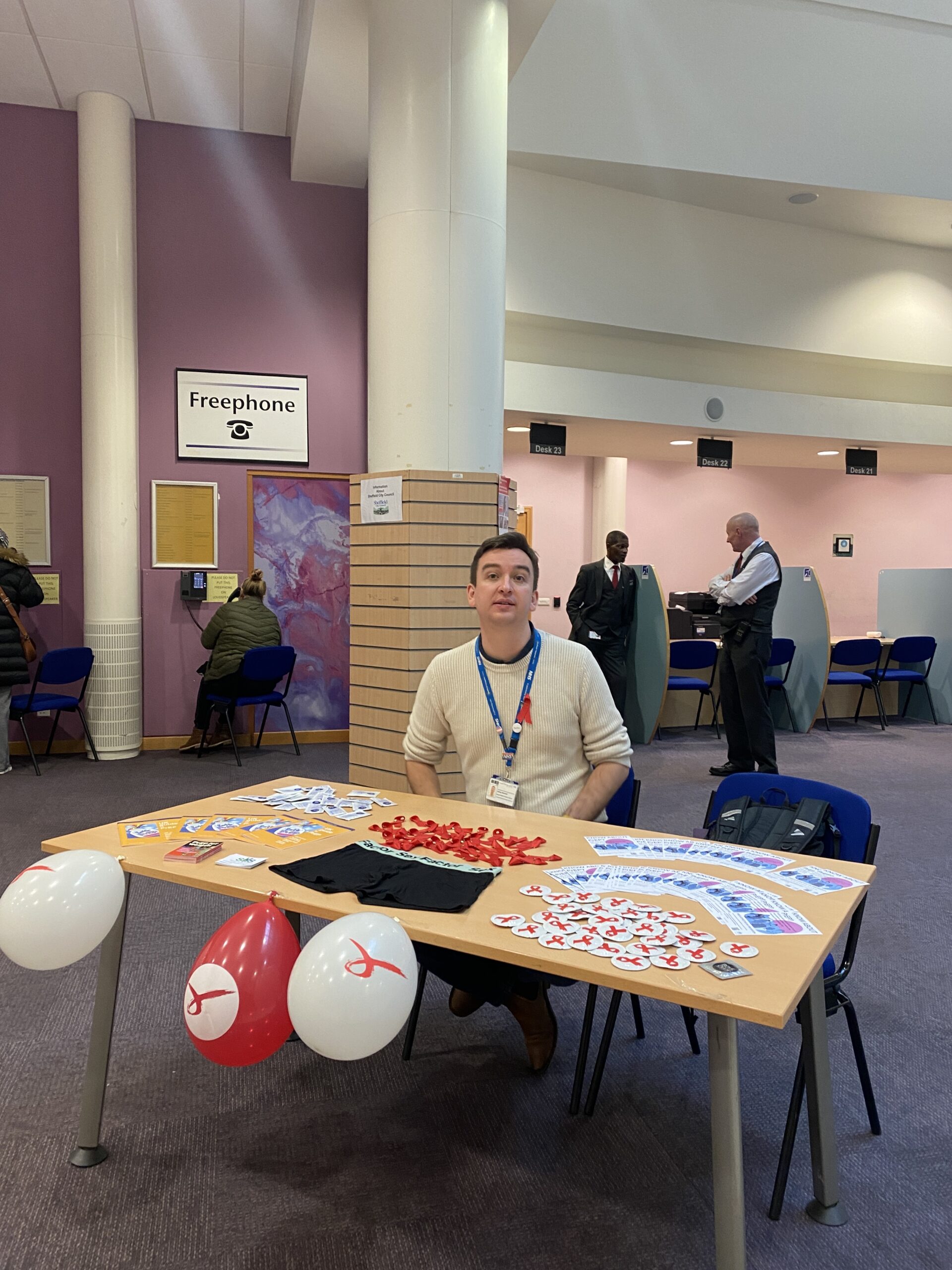 Stall set up by Sexual Health Sheffield to increase awareness about HIV.