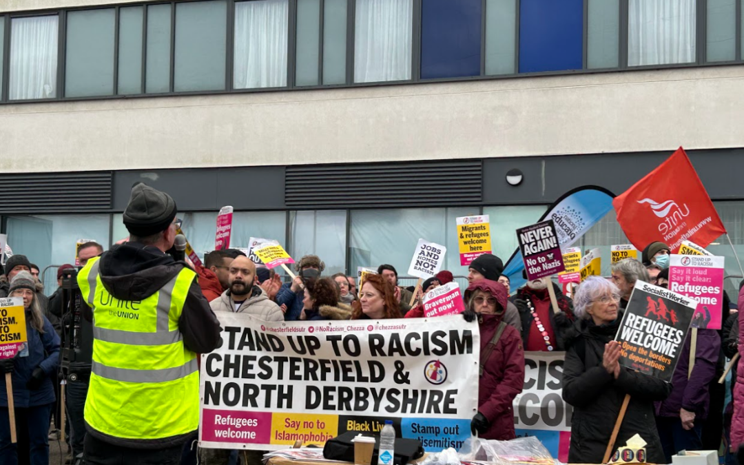 Anti-immigration protesters face counter demonstration outside Rotherham hotel