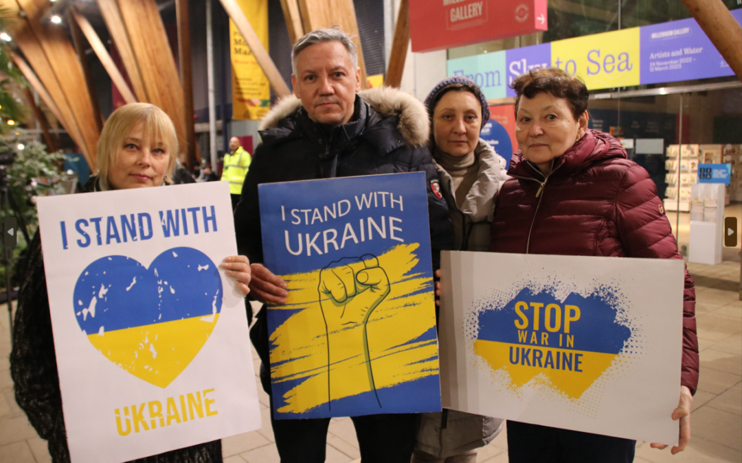 Vigil held in Sheffield Peace Gardens to mark one year anniversary of the war in Ukraine