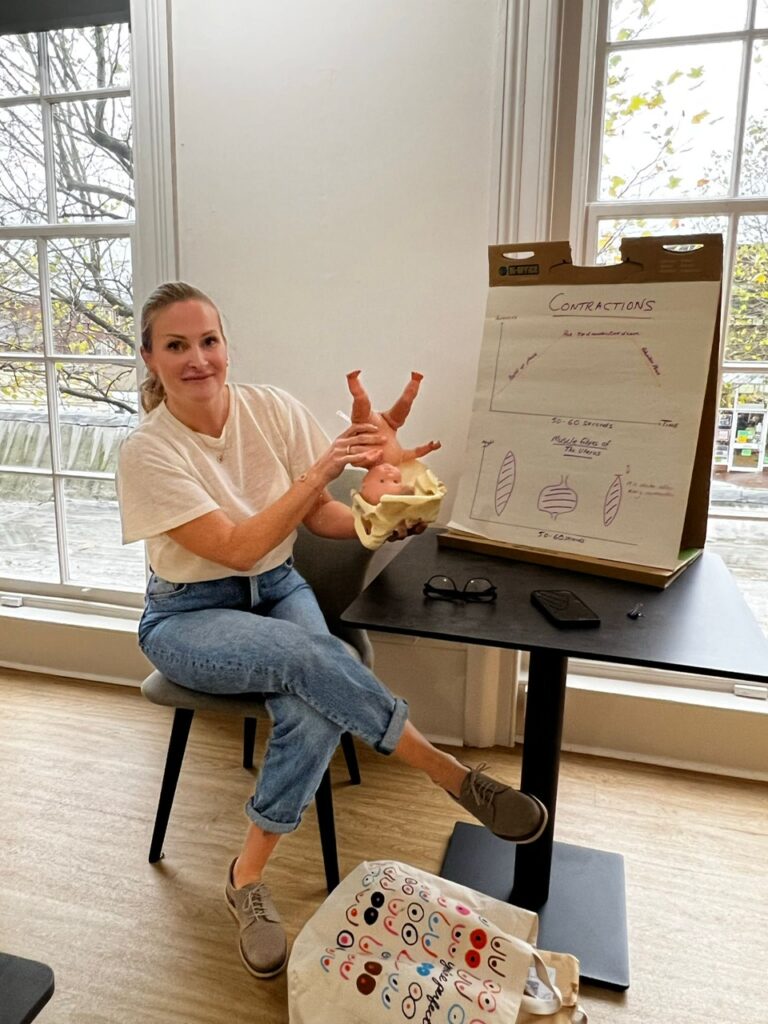 Trudi Dawson hosting a Mothering Mojo birthing class