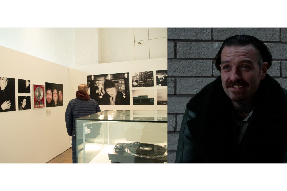 Composite Nicholson Image Andy Nicholson alongside the launch event for his new book