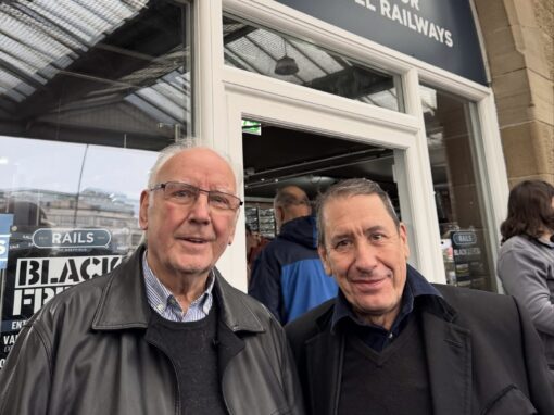 “This is proof that the hobby is not dying”: Peter Waterman and Jools Holland at grand opening of model train shop
