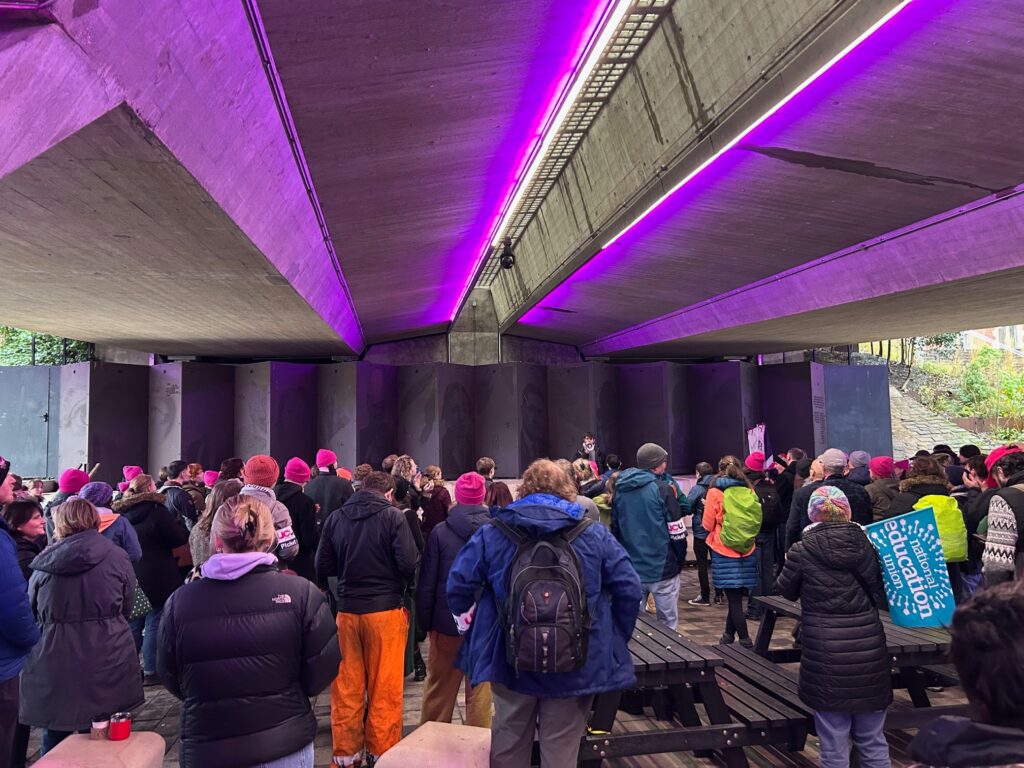 Students and staff gather on the Student Union concourse