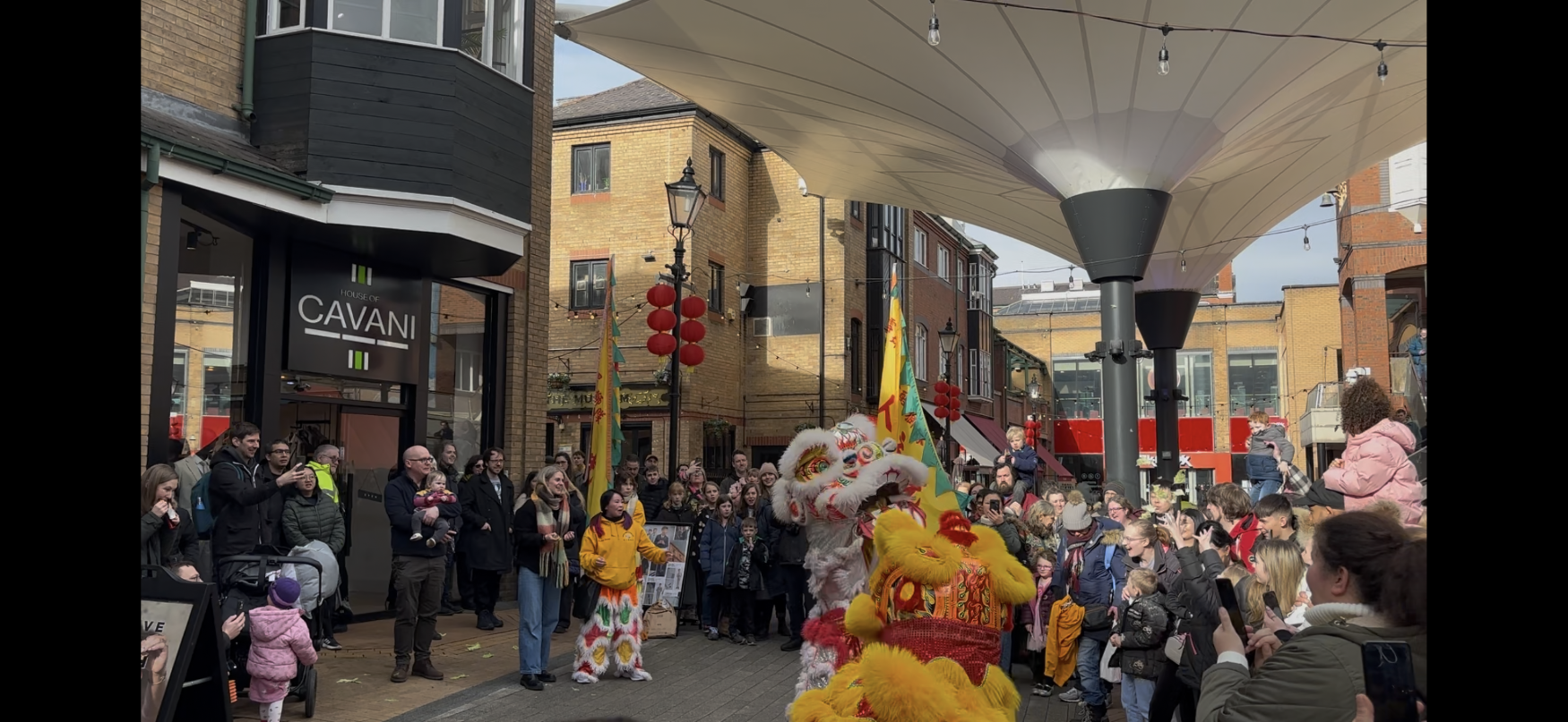 A photo showing the lion dancers at the celebration.