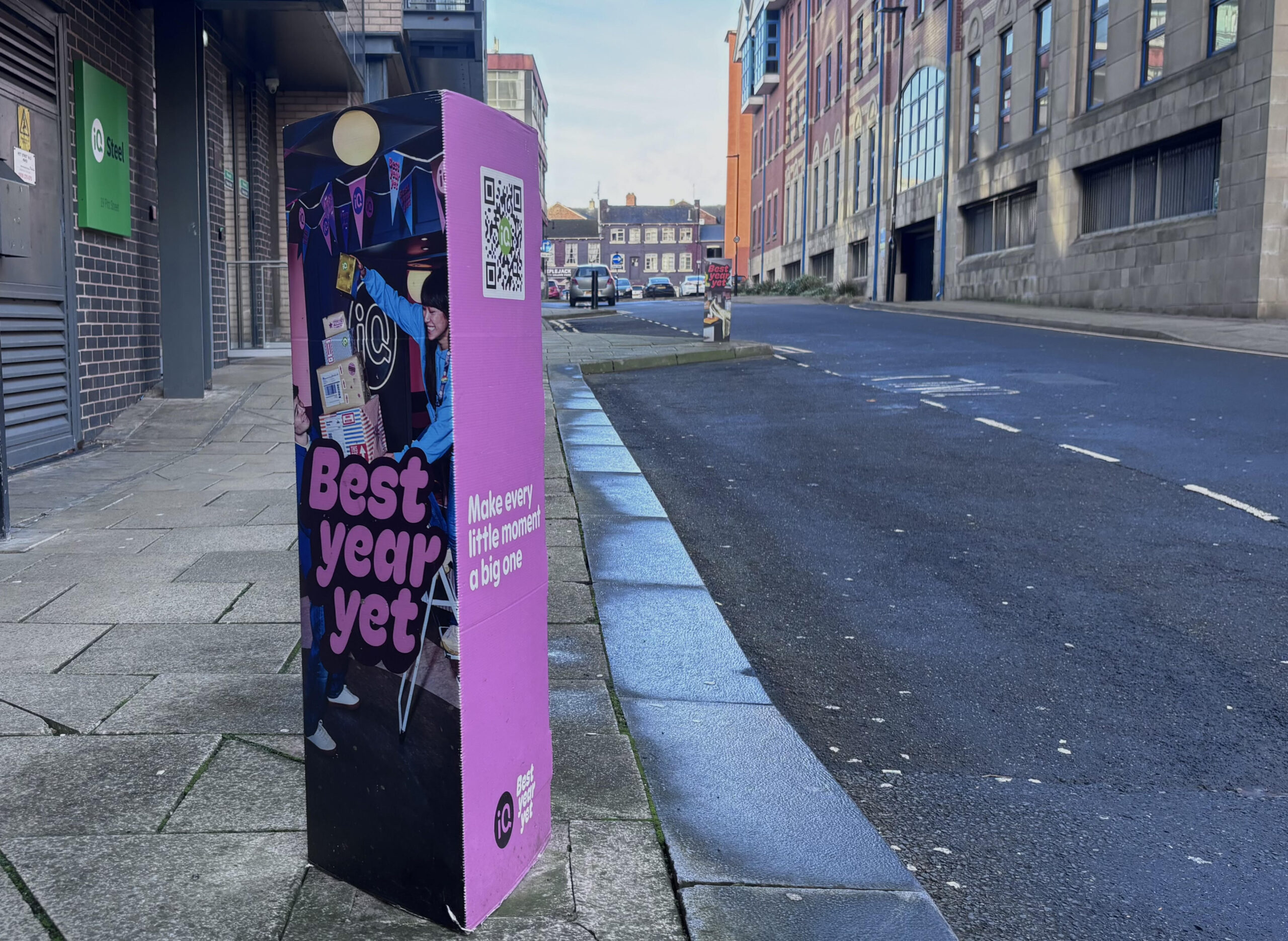 Promotional banner outside of Steel IQ student accommodation Promotional banner outside of Steel IQ student accommodation