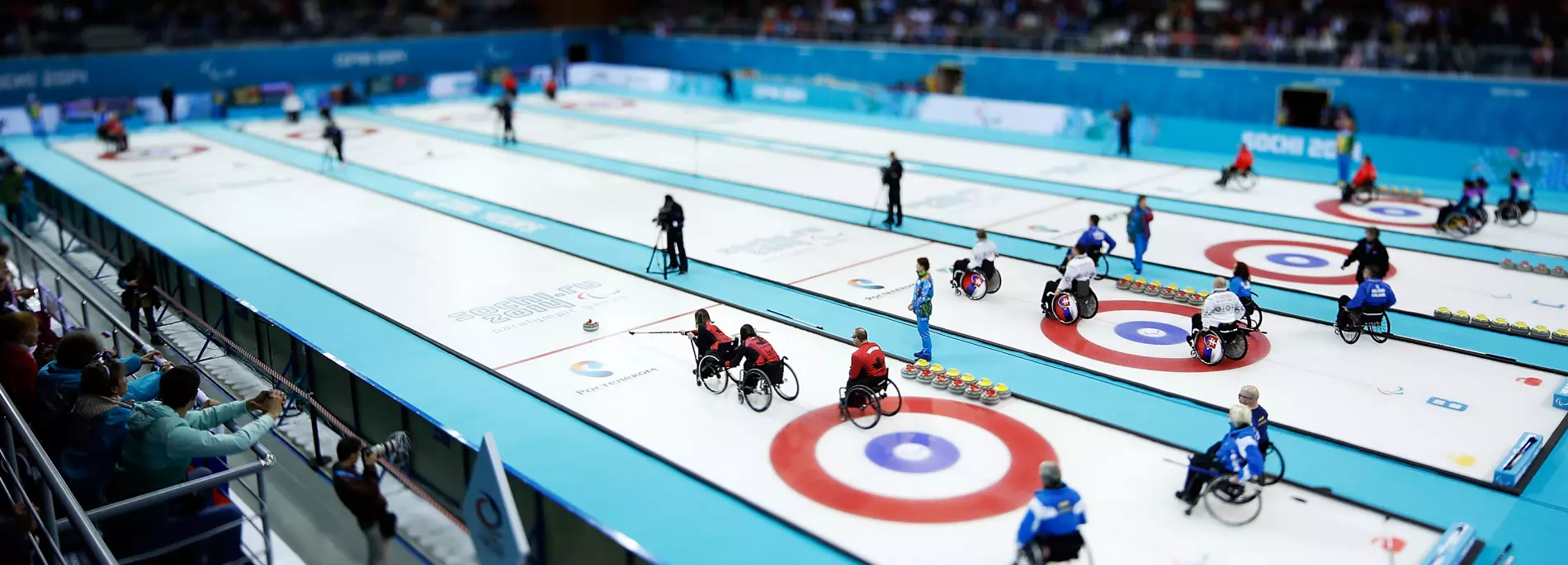 Wheelchair Curling in competition.
